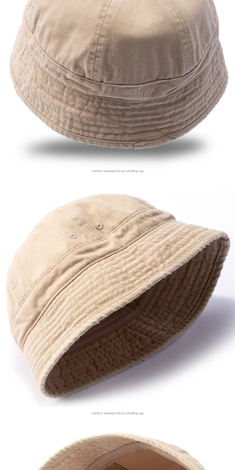 Eimerhut aus gewaschener Baumwolle mit kurzer Krempe, Unisex, verstaubar, Sommer-Sonnenkappe zum Angeln, Wandern, Outdoor, Reisen, Strandschutz – Detail 5
