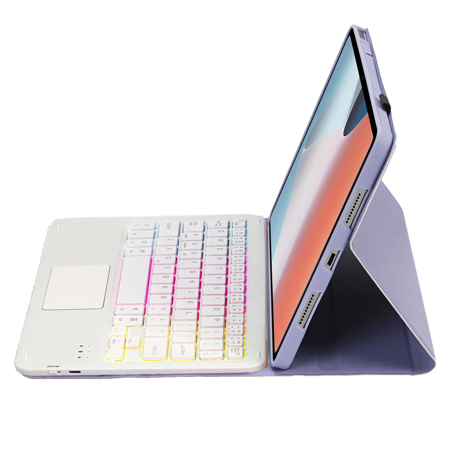 Zdjęcie 6: OP12-AS Etui z PU skóry, odporne na zarysowania, do Oppo Pad Air 10.4 cala, 3-kolorowa podświetlana klawiatura Bluetooth z touchpadem - Pu