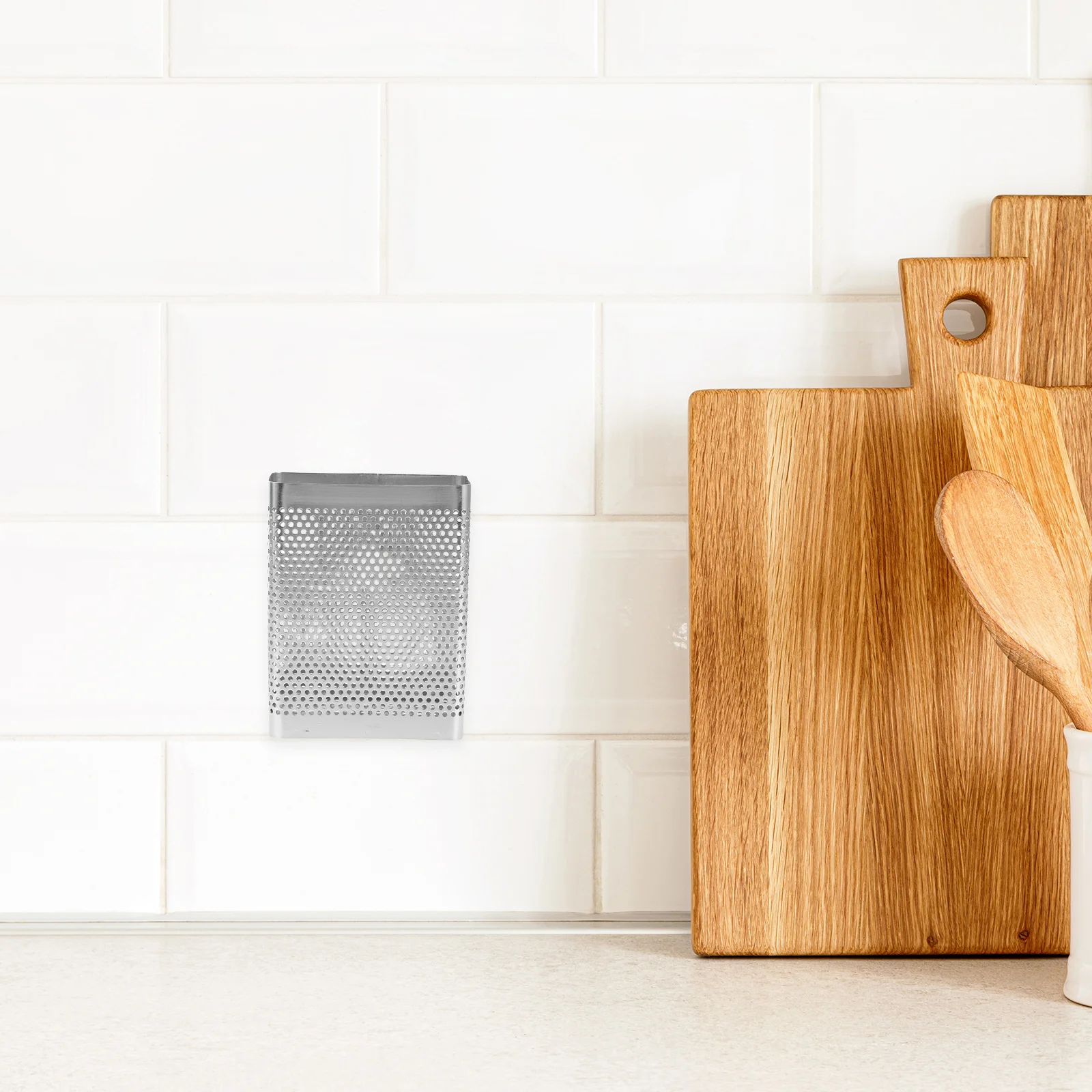 

Stainless Steel Chopstick Holder Square Wall-Mounted Utensil Organizer With Hooks Drying Rack Kitchen Storage Drainage