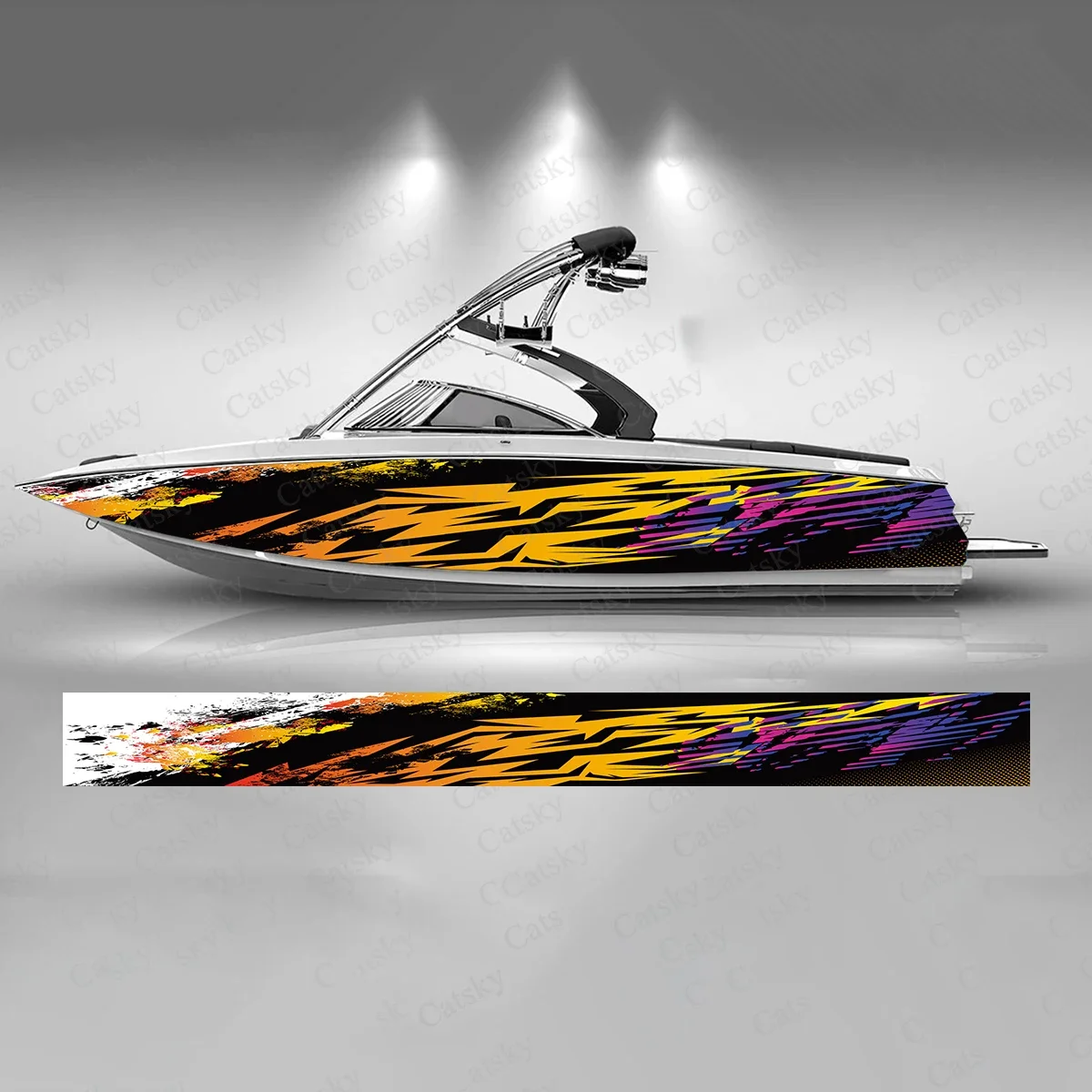

Colorful Geometry Splash Lines Eye Catching Boat Sticker Vinyl Ship Pontoon Deck Boat Fishing Decorative Pontoon Boats Decal