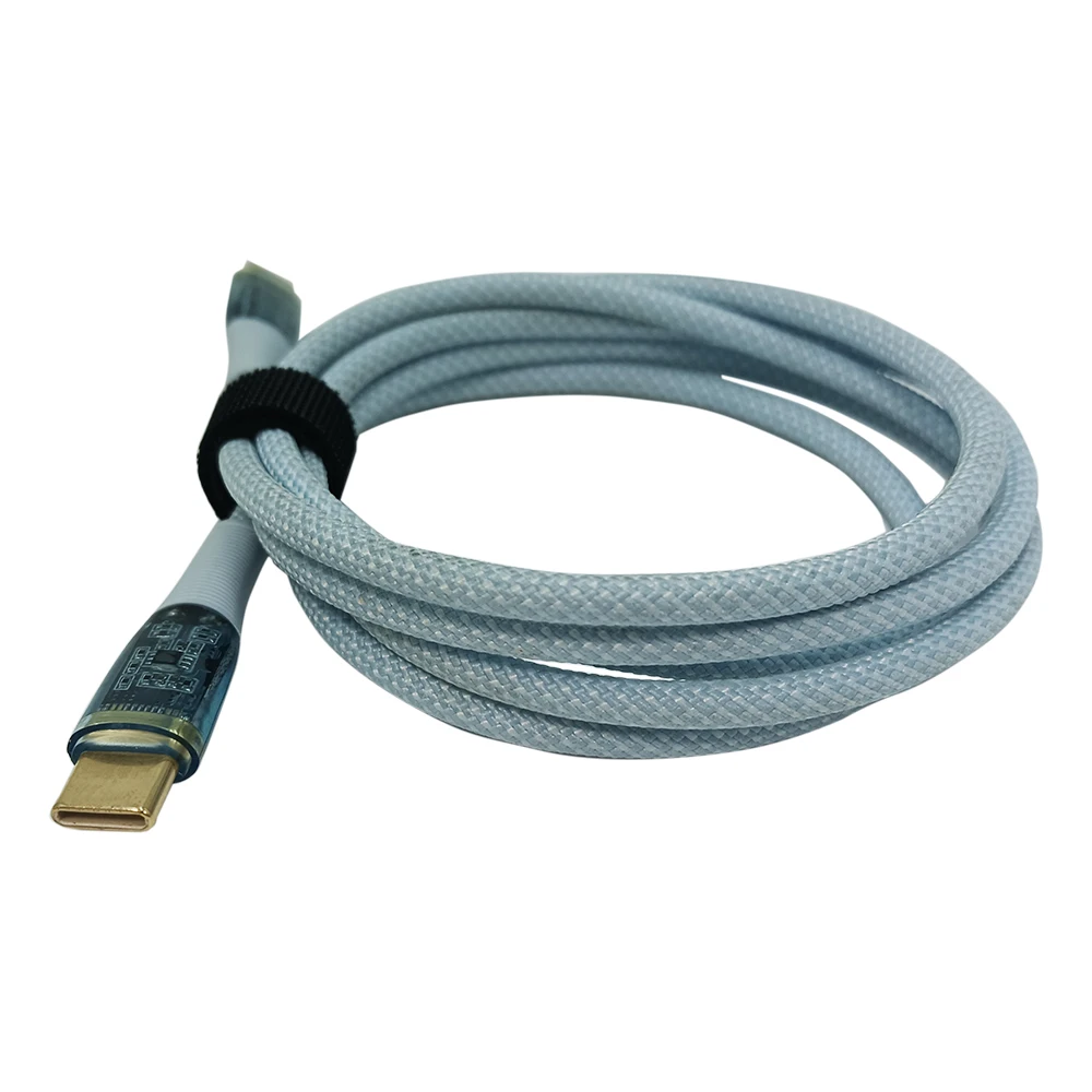 10 Buah Kabel Pengisi Daya Tipe C Cepat PD100W USB 3.1 5A Pengisian Flash 60W Konektor Transparan Kabel Pengisi Daya Data Jalinan Nilon Fo