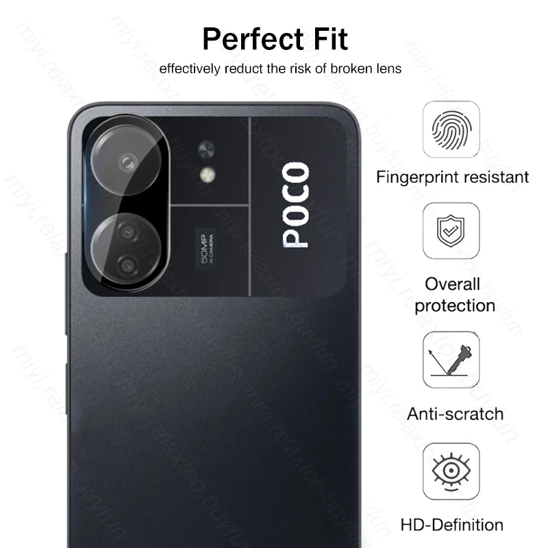 3D Curved Tempered Glass Camera Protector Cover For Xiaomi Poco C65 Redmi 13C 4G Lens Case Poxo Little PocoC65 C 65 65C Redmi13C