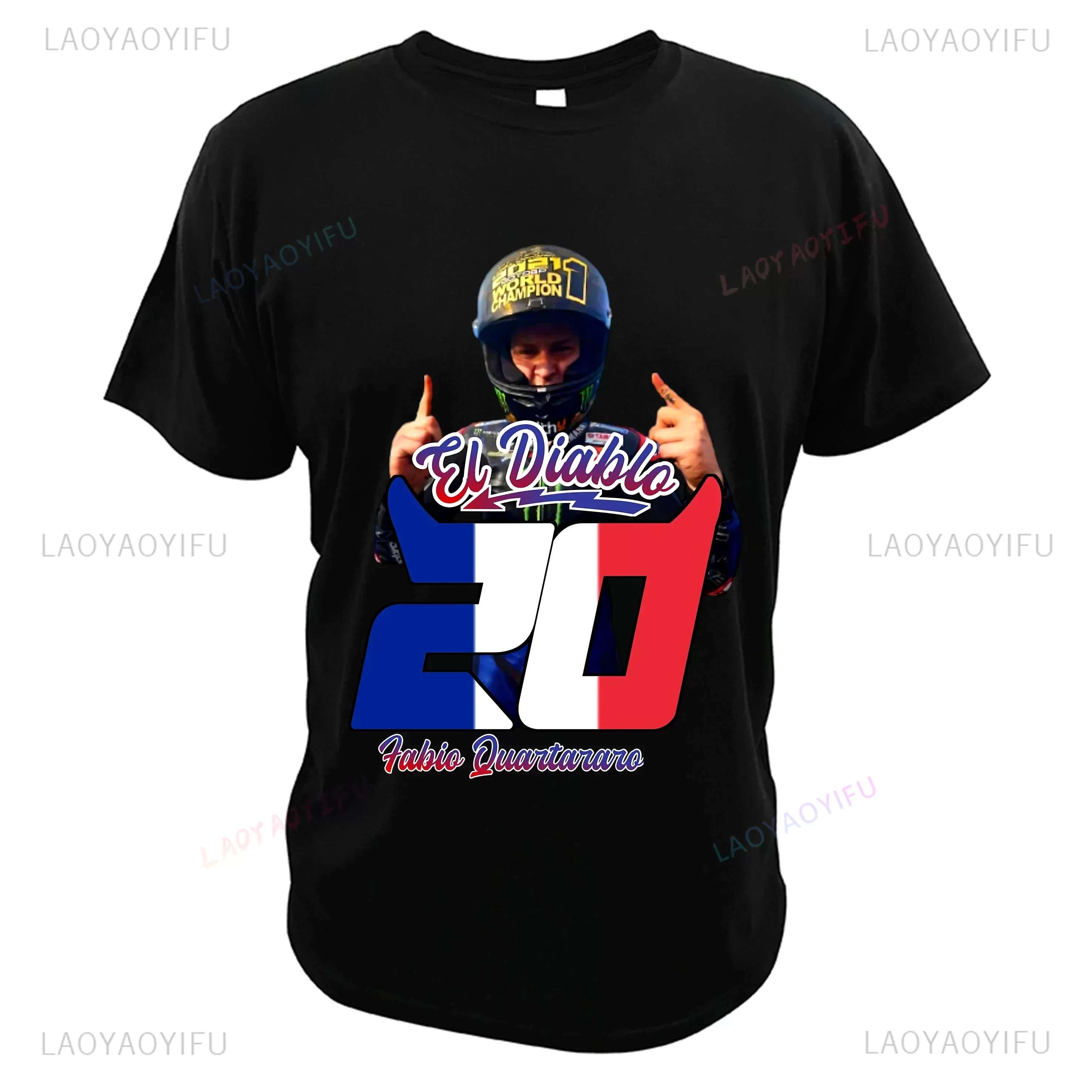 Fabio Quartararo T-Shirt El Diablo World Motorcycle Rider Casual Sport Tee Shirt Tops Casual Short Sleeve Streetwear Camisetas