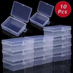 10Pcs Mini Boxes Rectangle Transparent Plastic Jewelry Storage Case Container Packaging Box for Collecting Small Items Supplies