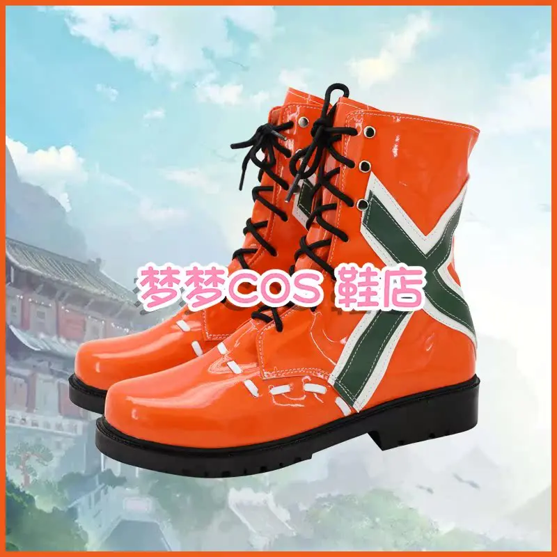 Buty do Cosplayu My Hero Academia Kacchan Katsuki Bakugo Orange, Botki do Cosplayu Boku no Hero Academia