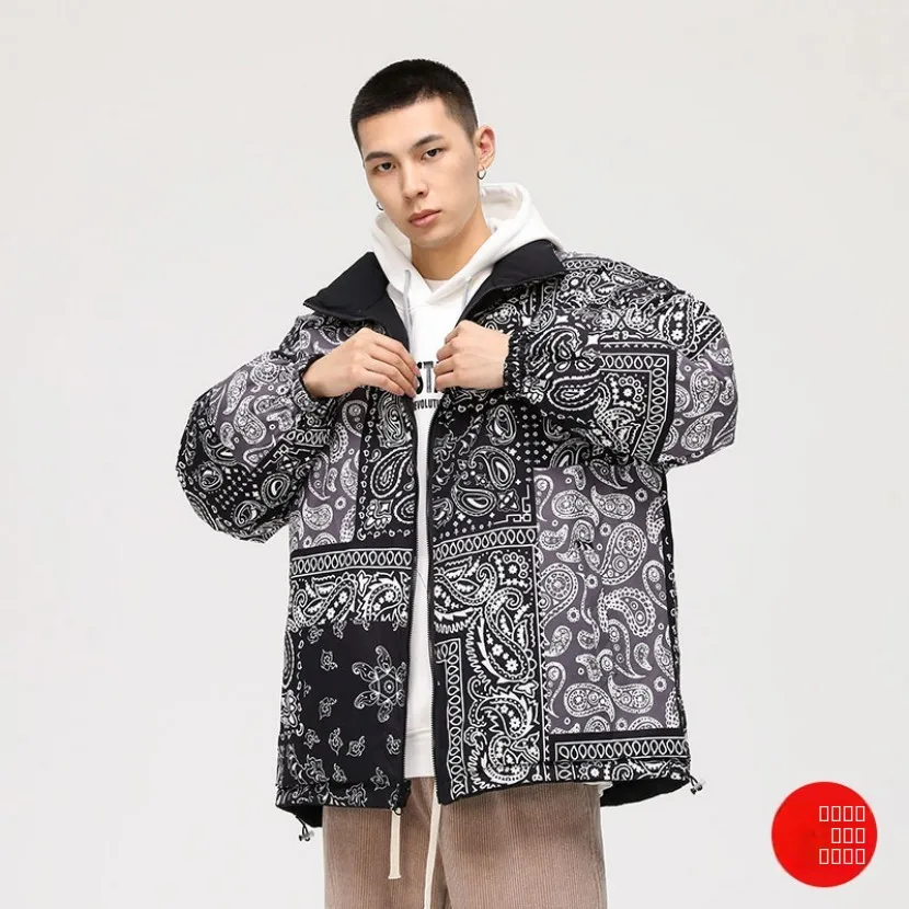 

Двусторонняя утепленная куртка для мужчин: модный зимний тренд, свободный крой, большие размеры, утолщенная, теплая, морозостойкая, в уличном стиле, верхняя одежда