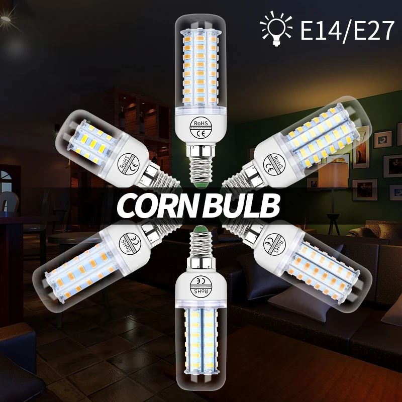 

E27 LED 220V Light Corn Bulb E14 Led Lamp 5730 SMD GU10 Bombillas Led Candle Light Bulbs 24 36 48 56 69 72leds Lampada for Home