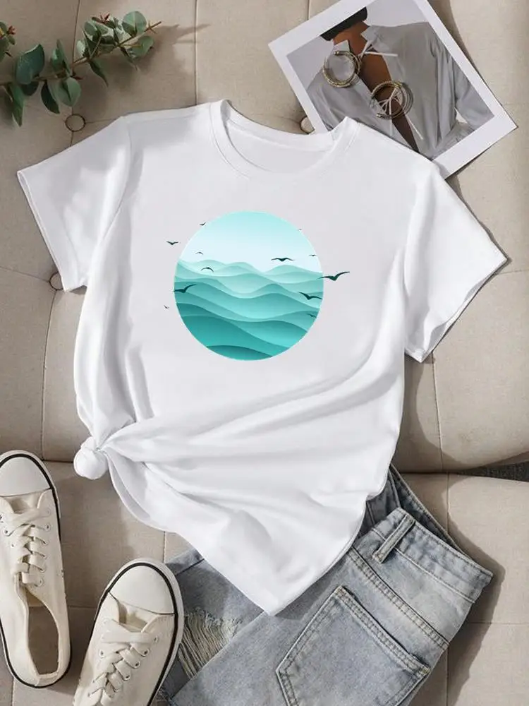 

Watercolor Cute 90s Style O-neck T Shirt Clothing Women Fashion Casual Print Top Short Sleeve Lady Graphic Tee T-shirt