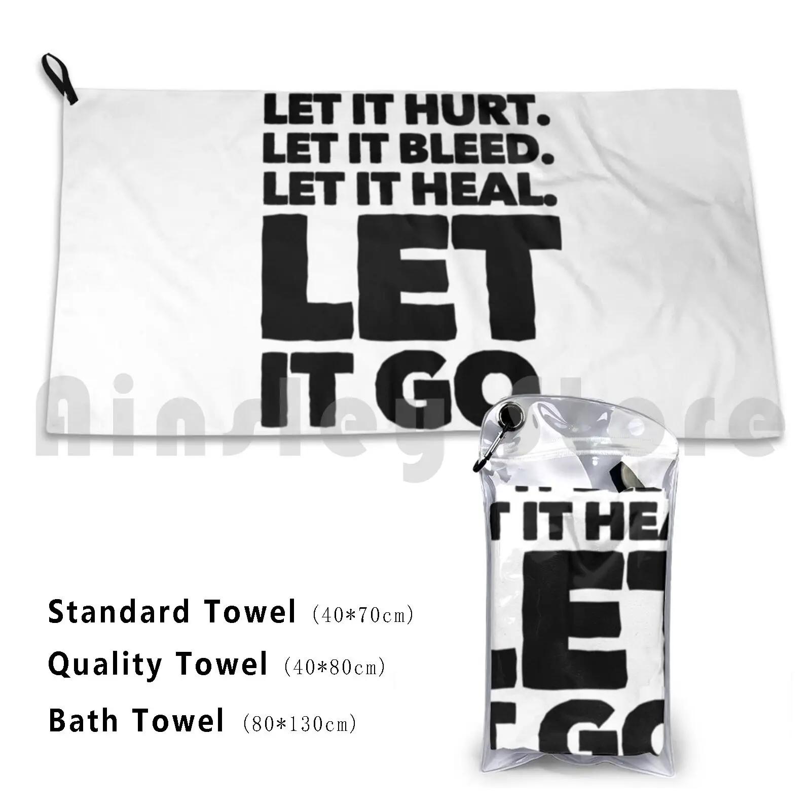 Let It Hurt. Let It Bleed. Let It Heal. And Let It Go. Bath Towel Beach Cushion Stoic Philosophy Stoicism