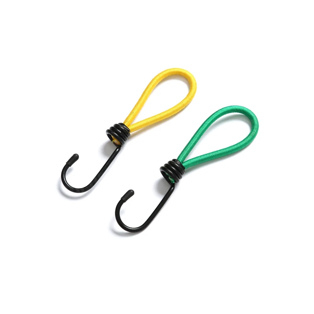 1Pcs Elastic Rope Buckle Strap with Hooks Rubber Tension Rope for Camping Outdoor Tying Down Tarpaulins Cover Yellow Green