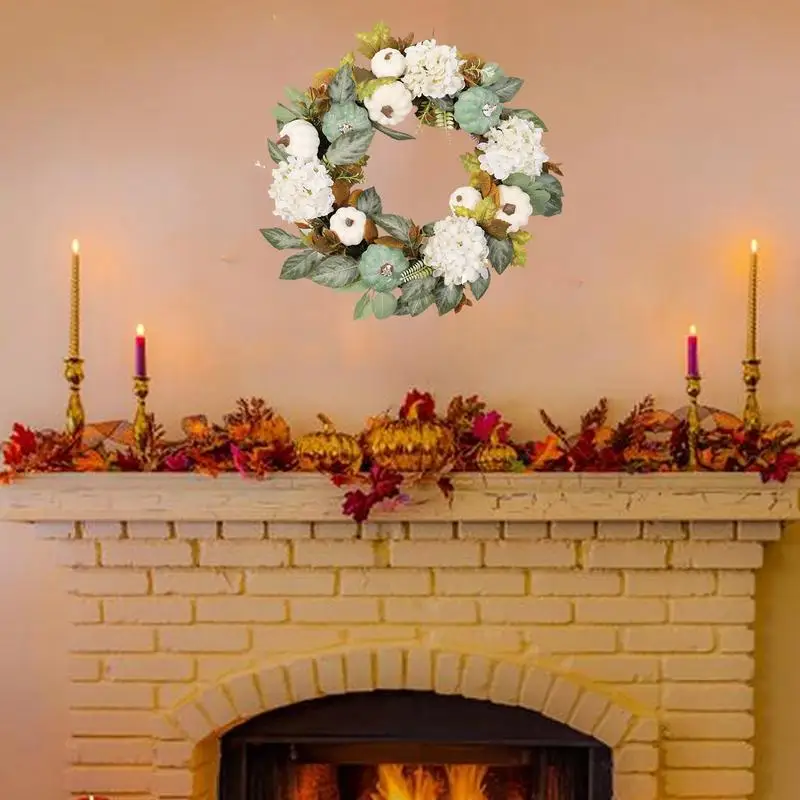 

Осенний венок из тыквы ручной работы, венок из клена и листьев на День Благодарения, венок для фермерского дома, осенний декор для двери, венок на День Благодарения для двери