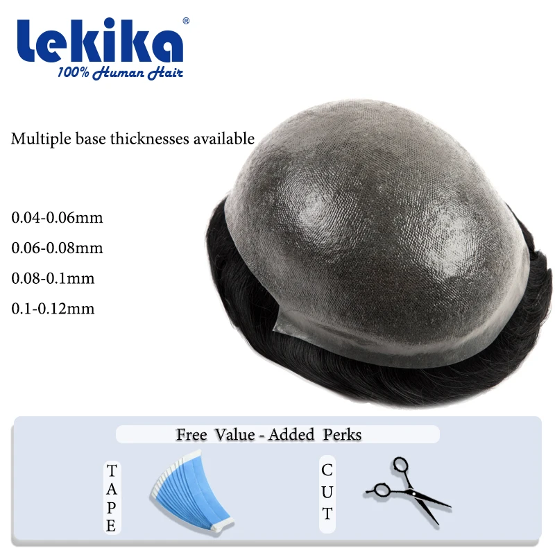 لينة بولي Toupee و مزدوجة معقود نسج على شكل شعر إنسان مريح الذكور الشعر الاصطناعي سهل الاستخدام 100% خصلات الشعر المستعار الإنسان 6 ''شعر مستعار رجل #1