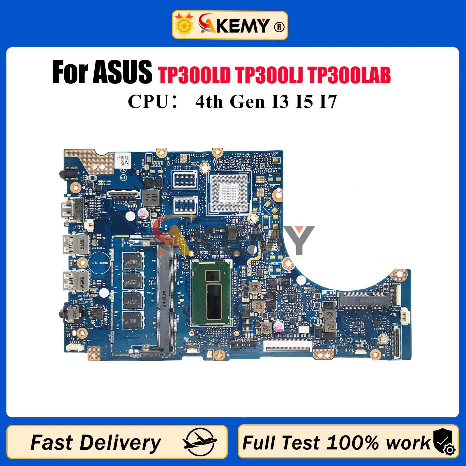 

TP300LA Laptop Motherboard For ASUS VivoBook Flip TP300L Q302L TP300LA TP300LD TP300LJ TP300LAB TP300LN Mainboard I3 I5 I7 CPU