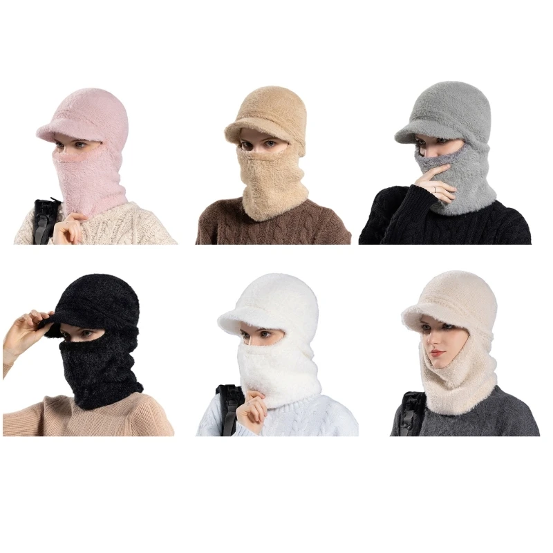 

A2ES Knit Hats Furry Balaclava for Women Balaclava Hat Unique Hooded Scarf Skull Caps Highlight for Trendsetting