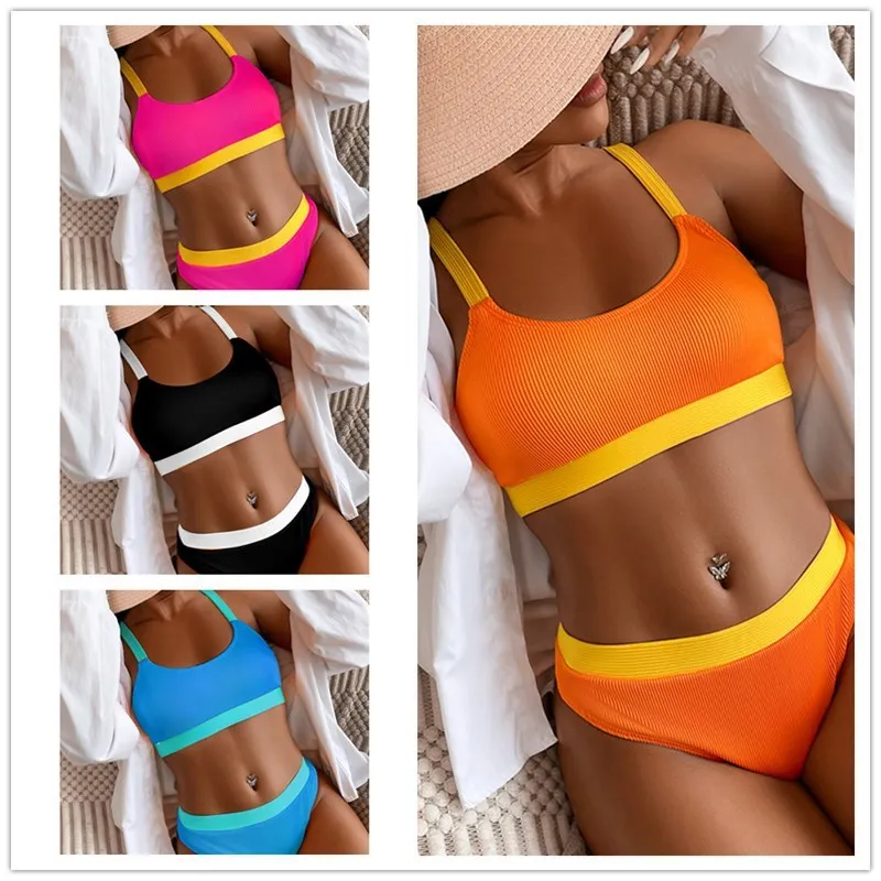 

Sexy Faionable 2025 Women's Bikini Swimsuit Two-Piece e Design with Chest Pad No Steel Support Polyester Material