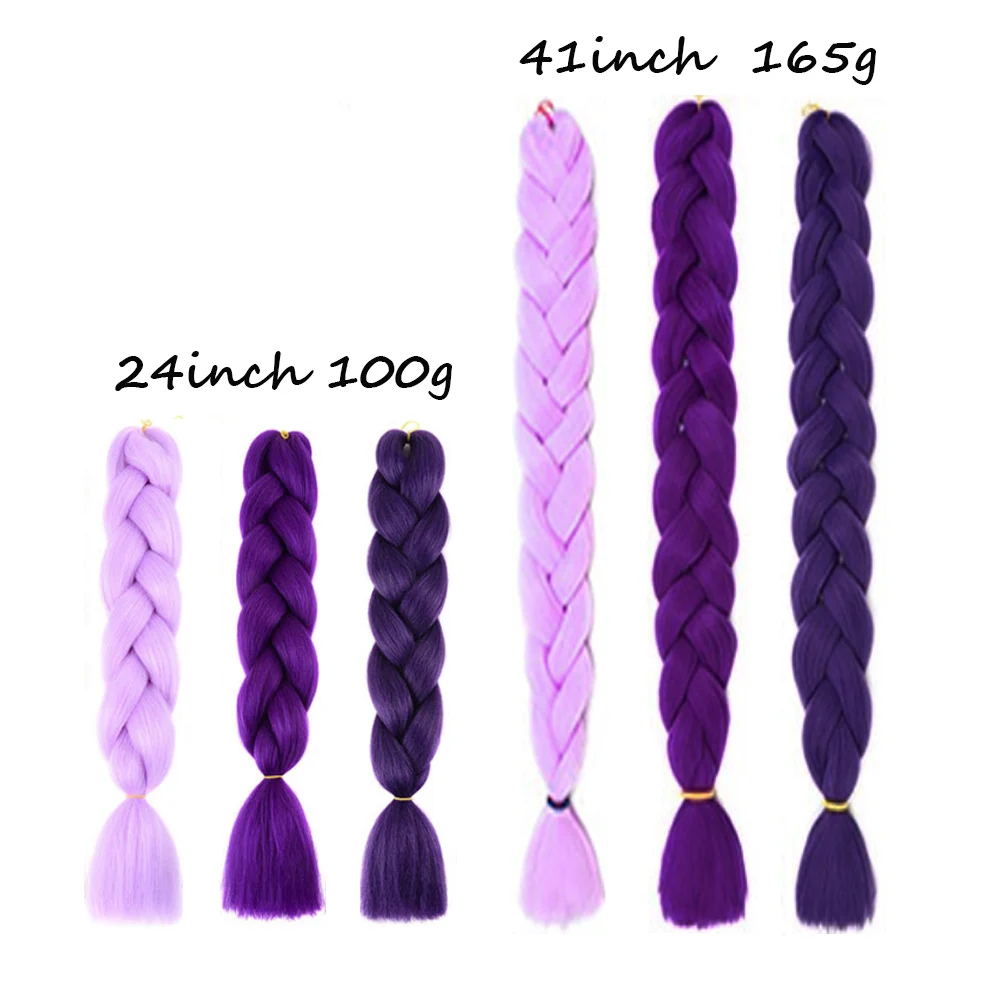 الأرجواني وصلات شعر للضفائر 24/41 بوصة طويلة جامبو جديلة الشعر ياكي الملمس الوردي الأحمر جدائل شعر صناعية تأثيري الشعر #3