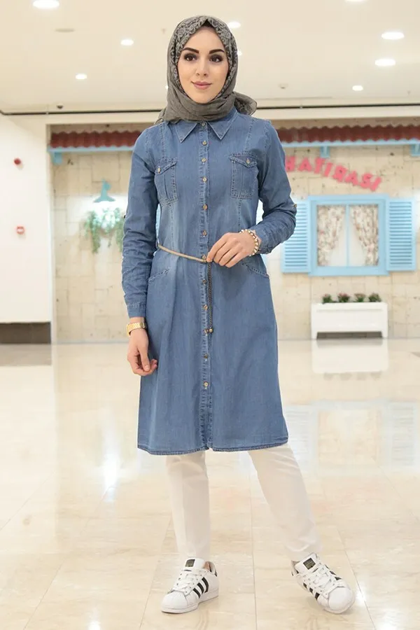 Kemerli Denim Tunic-Winter Autumn 2021 Muslim Women Hijab headscarf Islamic Turkey