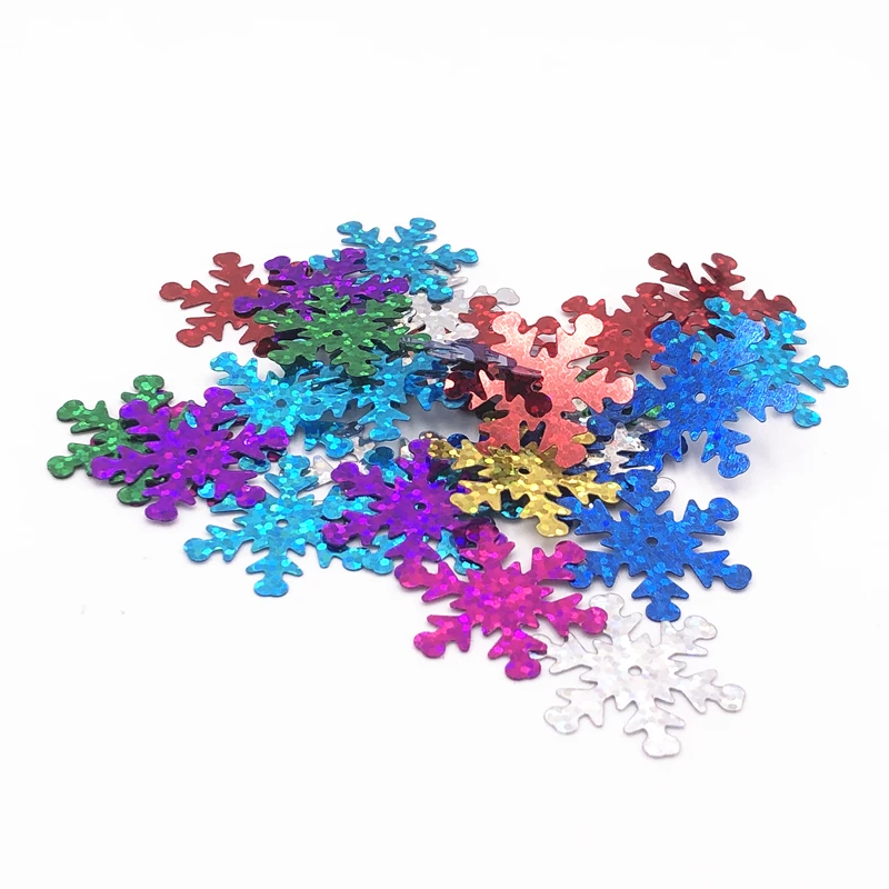 50Pcs/Pack 23mm Snow Flake Sequins Laser Mixed Sequin PVC Paillettes DIY Sewing Wedding Craft Garment Lentejuelas Accessories