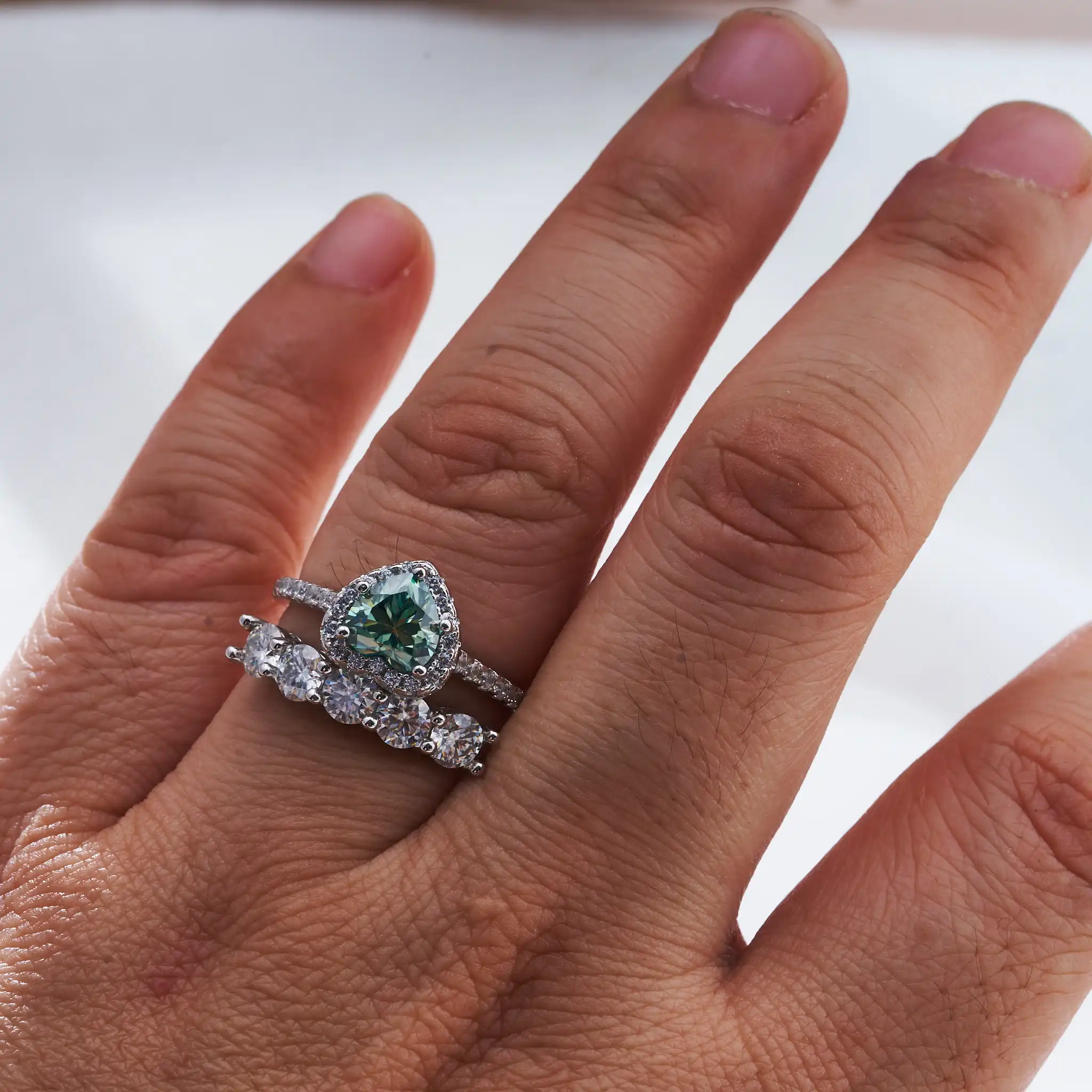 2.5ct moissanite feminino anel de casamento conjunto d cor vvs1 925 prata esterlina luxo noivado jóias finas presente atacado