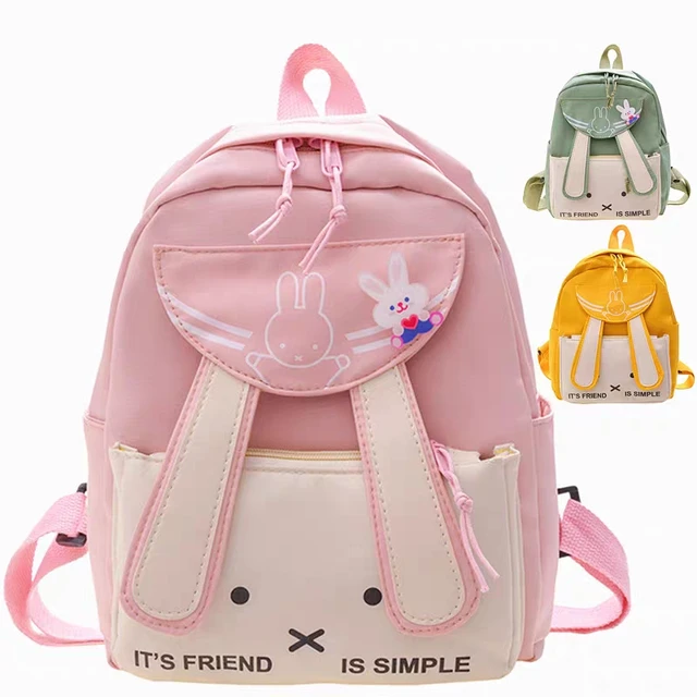 Cartable en nylon avec oreilles de lapin pour enfants sac a bandouliere pour garcons et filles cours d excursion de dessin anime mode mignonne