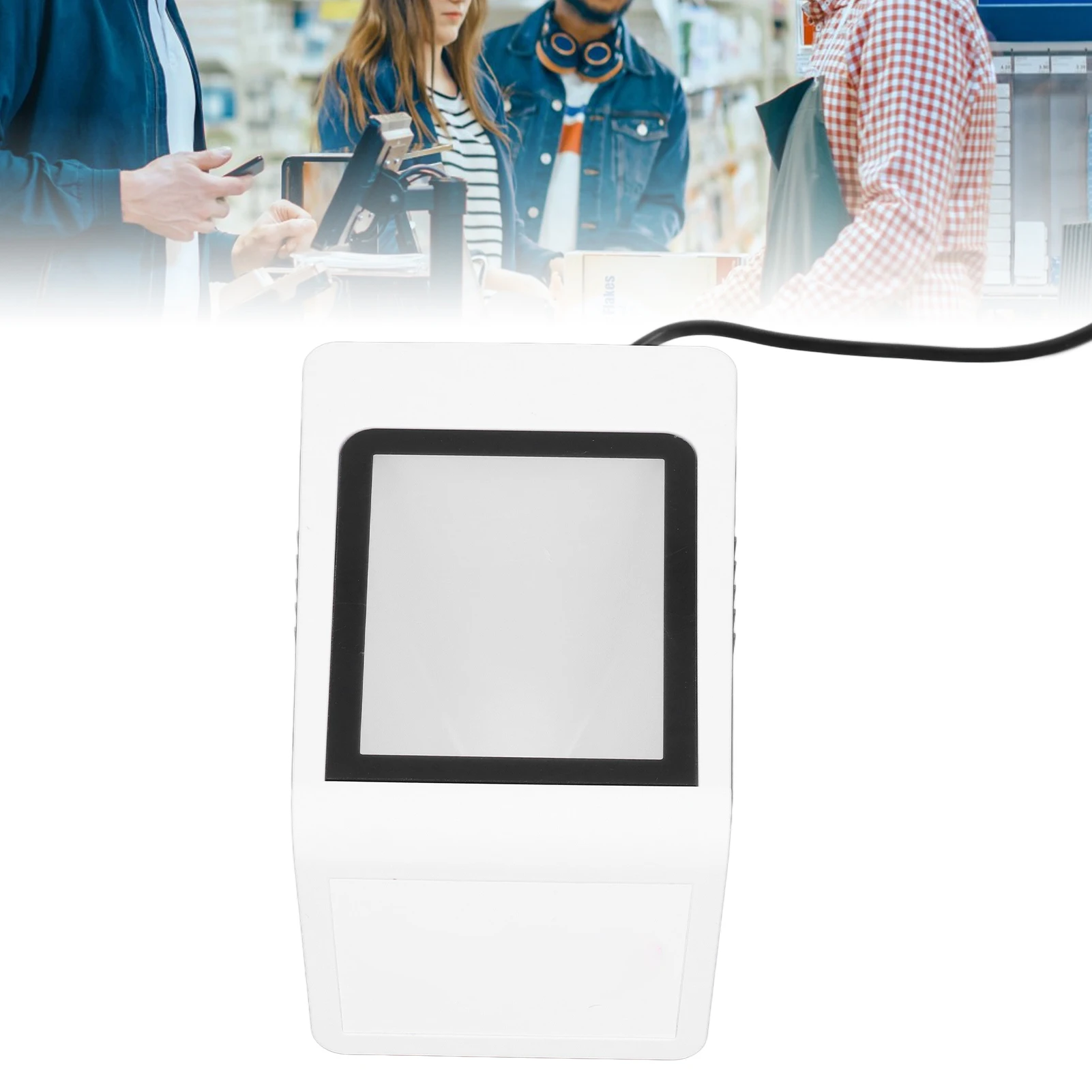 ماسح الباركود سطح المكتب ماسح الباركود يطالب الصوت الهوية التلقائية الأيدي USB السلكية قارئ QR لآلة نقاط البيع للكمبيوتر