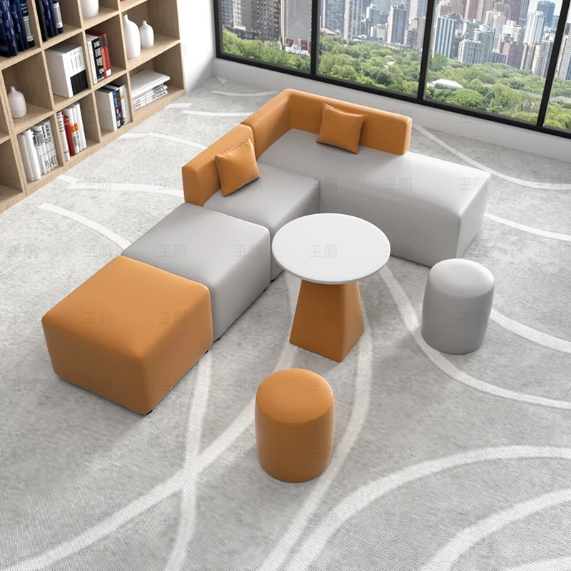 ركن الاستقبال الترفيهي بسيط وحديث مكتب المبيعات مؤسسة التدريب مكتب الاستقبال اللوبي منطقة الراحة مزيج أريكة الإبداعية #4