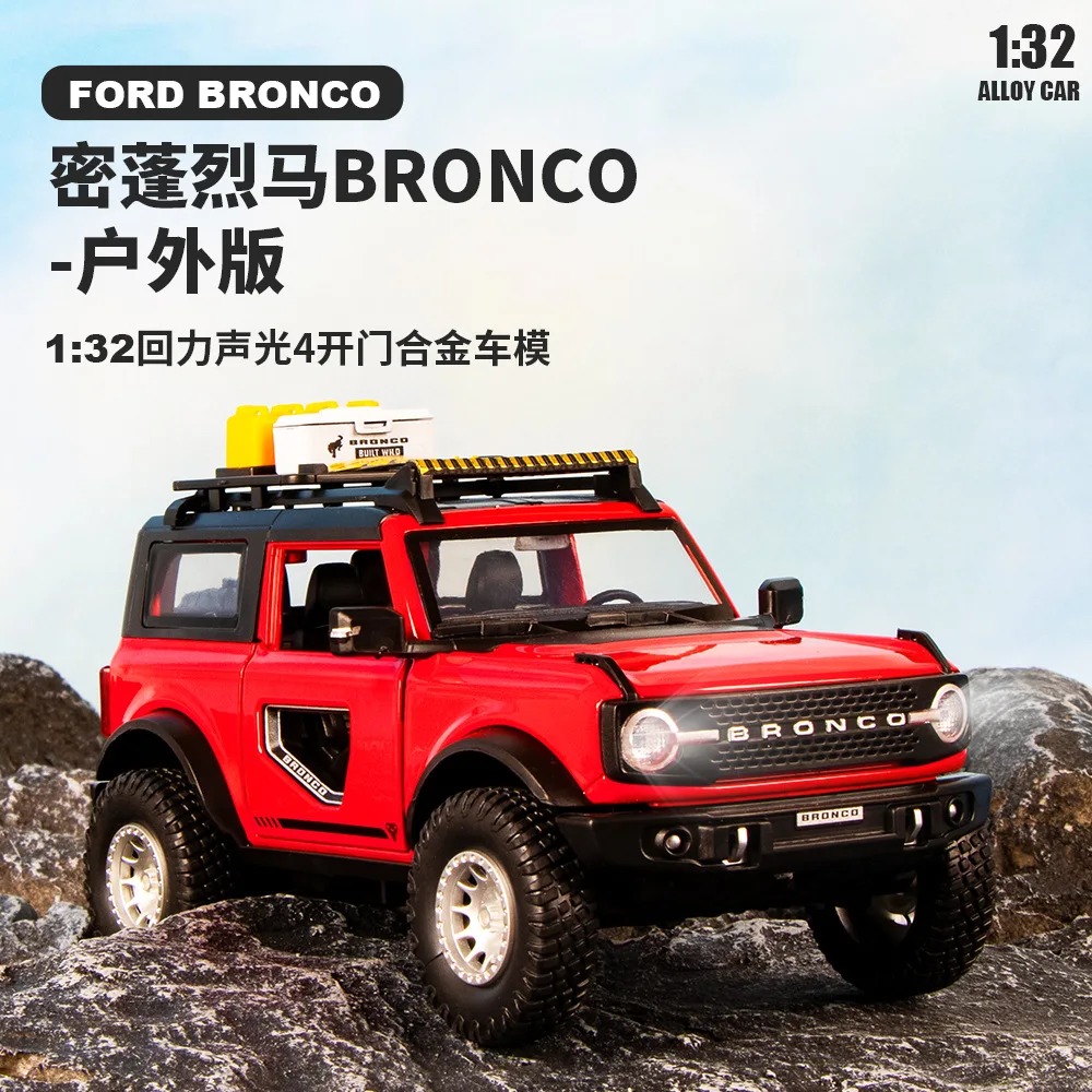 1:32 Ford Bronco Off-road vehicle Simulation Diecast Metal Alloy Model car Sound Light Pull Back Collection Kids Toy Gifts X32