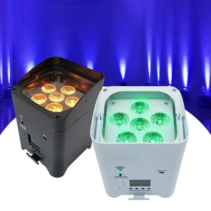 DMX LED Uplights 6X18W RGBWAUV 6IN1 แบตเตอรี่ไฟพาร์ไร้สาย