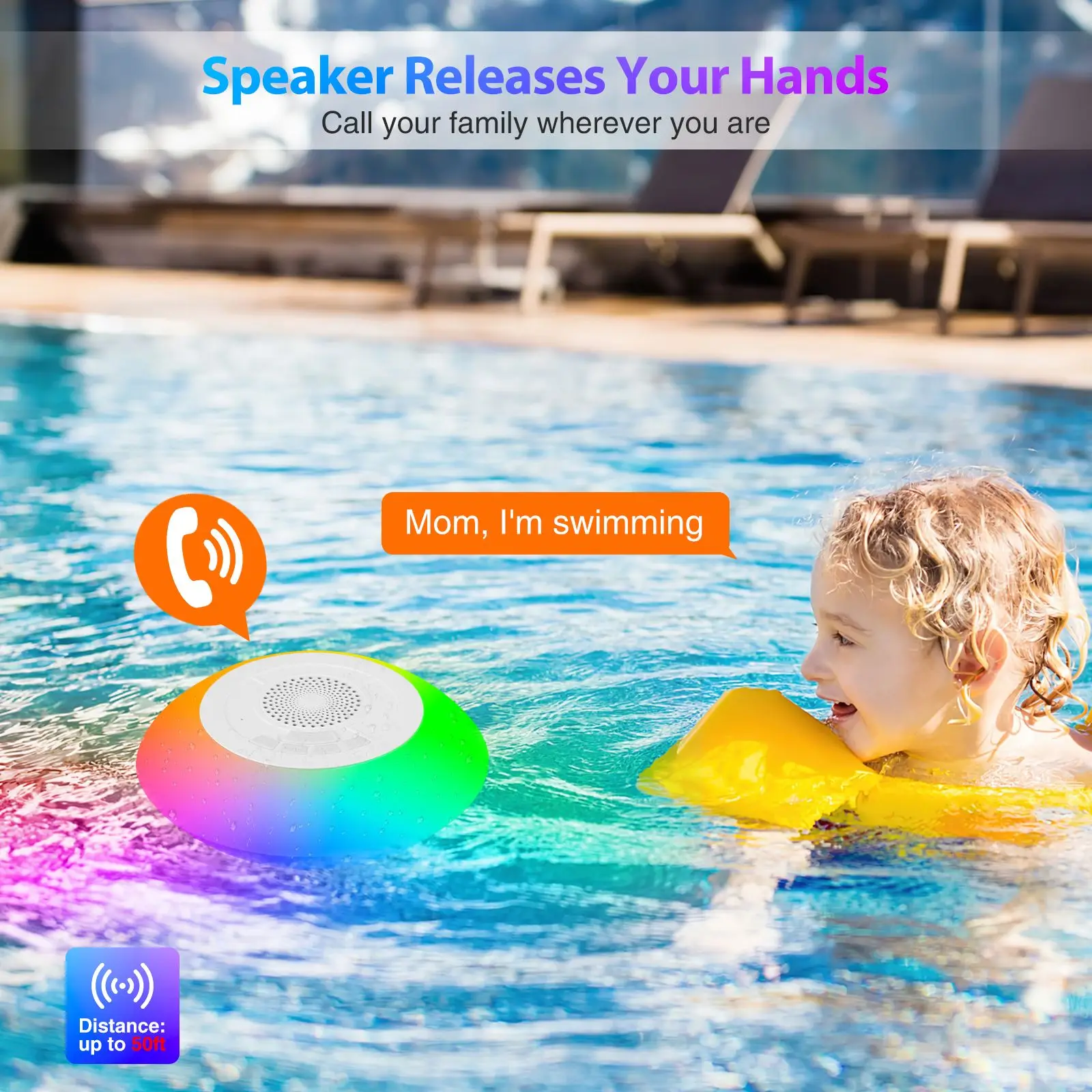 Imagem -04 - Alto-falante Impermeável Bluetooth Banheiro Led Luzes Coloridas da Piscina Música Som Estéreo Microfone Banho de Água Flutuante Ipx7