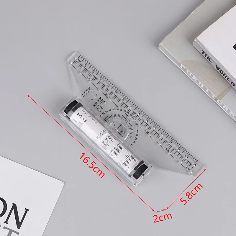 2pcs Angles Line Ruler 15 and 30cm Multi-Function Drawing Tool Metric Rolling Ruler Clear Parallel Rolling Ruler