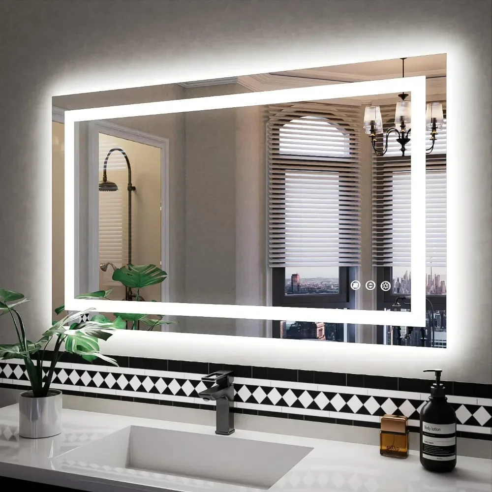 LED Light, Anti-Fog Vanity Mirror Dimmable Led Makeup with Memory Function Mirror Glass Shatter-Proof