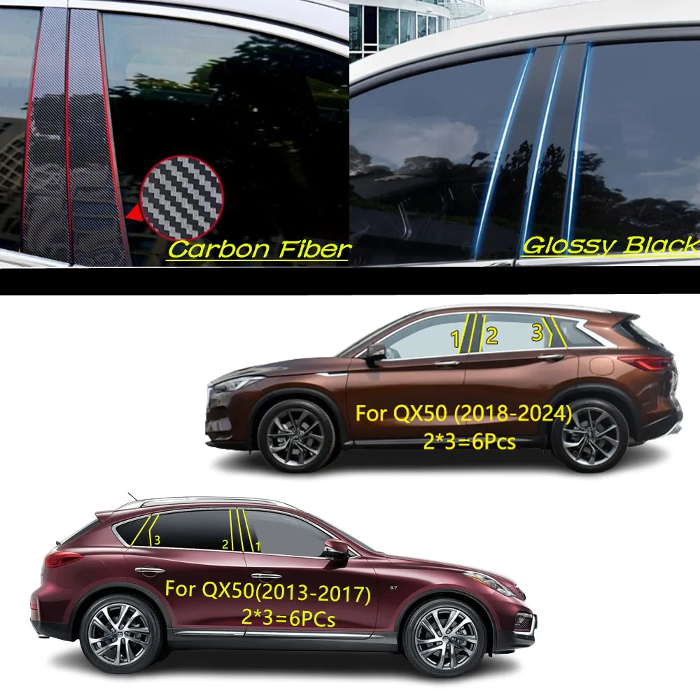 

Car PC Material Pillar Post Cover Door Trim Window Molding Accessories Trim For Infiniti QX50 2013 2014 2015 2016 2017-2024