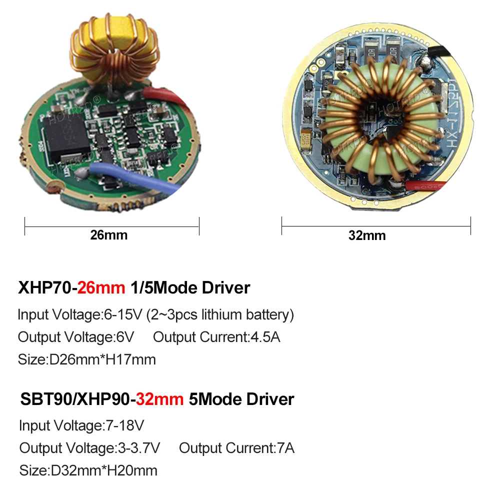 10W 20W 30W Led Zaklamp Driver Xhp50.2 Xhp70.2 Xhp90 SST-90 3V 6V 12V 20/22/32Mm 1/5 Modus Printplaat Voeding Voor Di