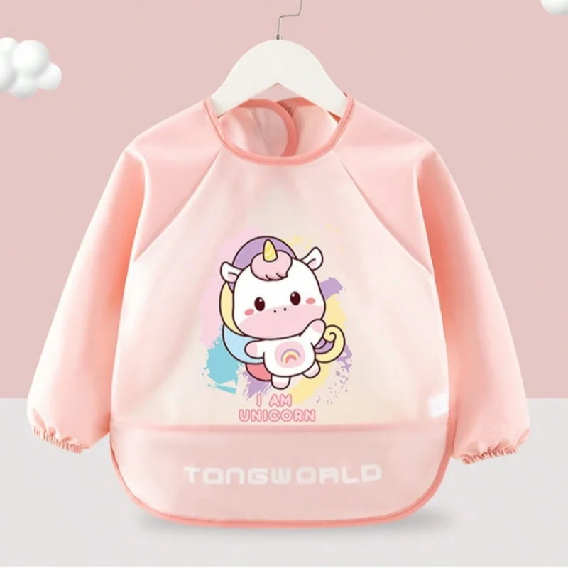 1 Pc Baby Food Overalls Waterproof Children's Bibs Boys And Girls Drool Towel Four Seasons Long Sleeve No-Wash Apron