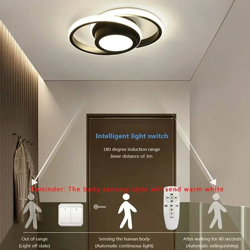 ไฟ LED โคมไฟติดเพดานเซ็นเซอร์ร่างกายทางเดินไฟติดเพดาน36W 32W ไฟติดเพดานเงาวาวสำหรับทางเดินในตู้เสื้อผ้าที่กั้นห้องเก็บเสื้อคลุมไฟติดเพดาน LED