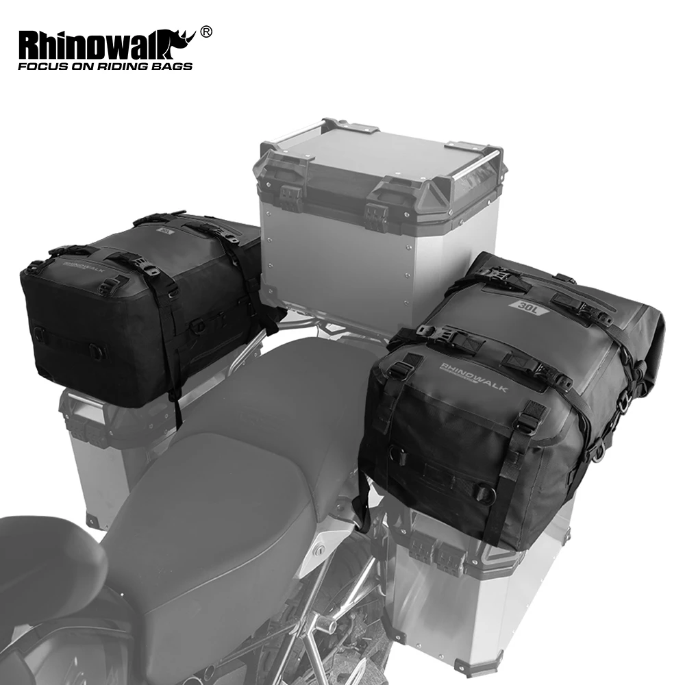Rhinowalk Motorcycle Box Top Pannier Bag 8L-30L Waterproof Luggage Bags For BMW Motor Side Case Top Saddle Rear Seat Storage