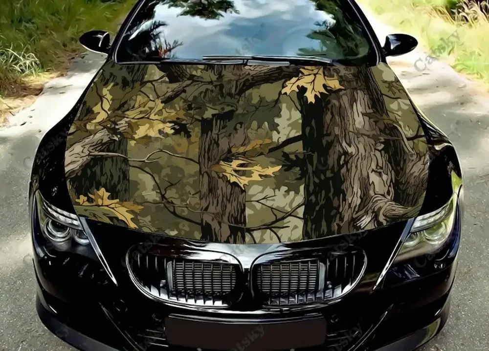 3D Real Tree Camouflage Car Hood Vinyl Stickers Wrap Vinyl Film Engine Cover Decals Sticker on Car Auto Accessories