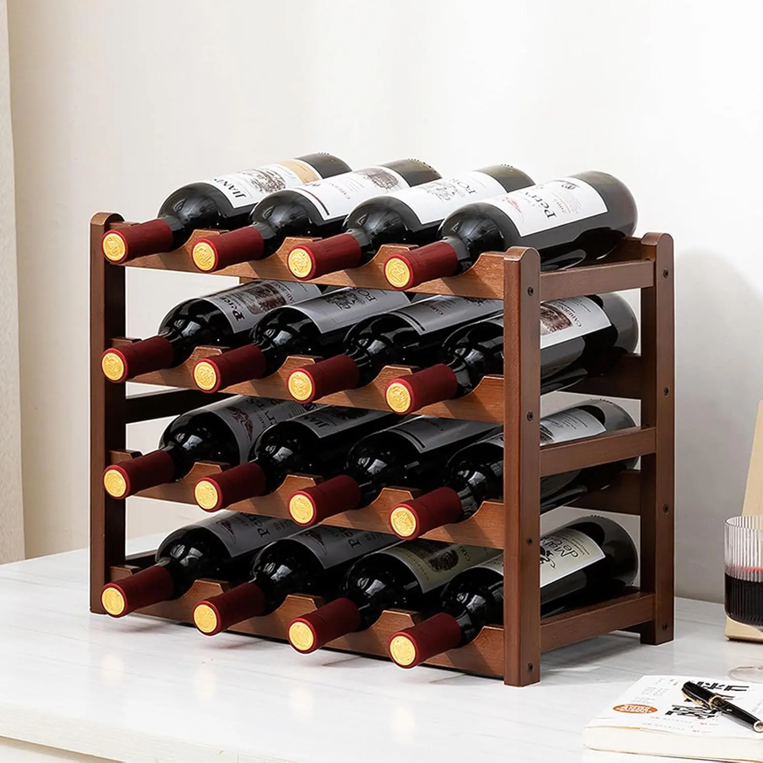 Bamboo Wine Rack, Household Small Wine Rack, Wine Display Rack, Multi-Layer Storage