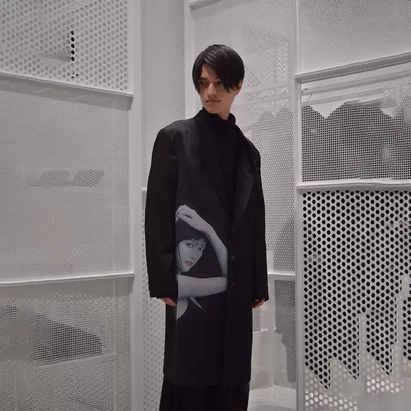 

YOJI OOAK оригинальный дизайн Uchida Sparrow Street шерстяное пулетное пальто асимметричный конопляный костюм средней длины