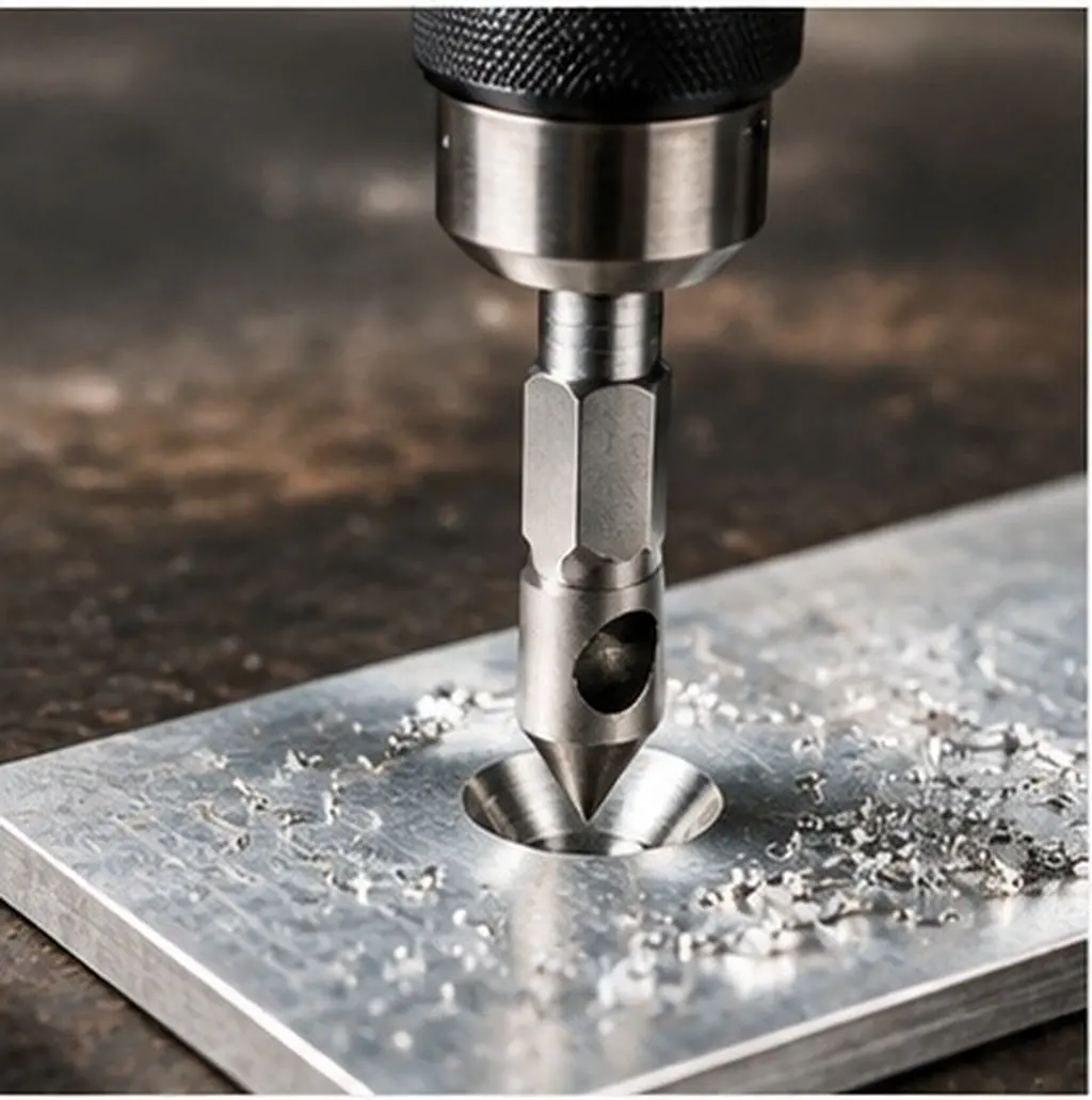 3Pcs High Speed Steel Countersink Chamfer Tool Kit with Chip Evacuation Function for Precision Chamfering Deburring on Metal