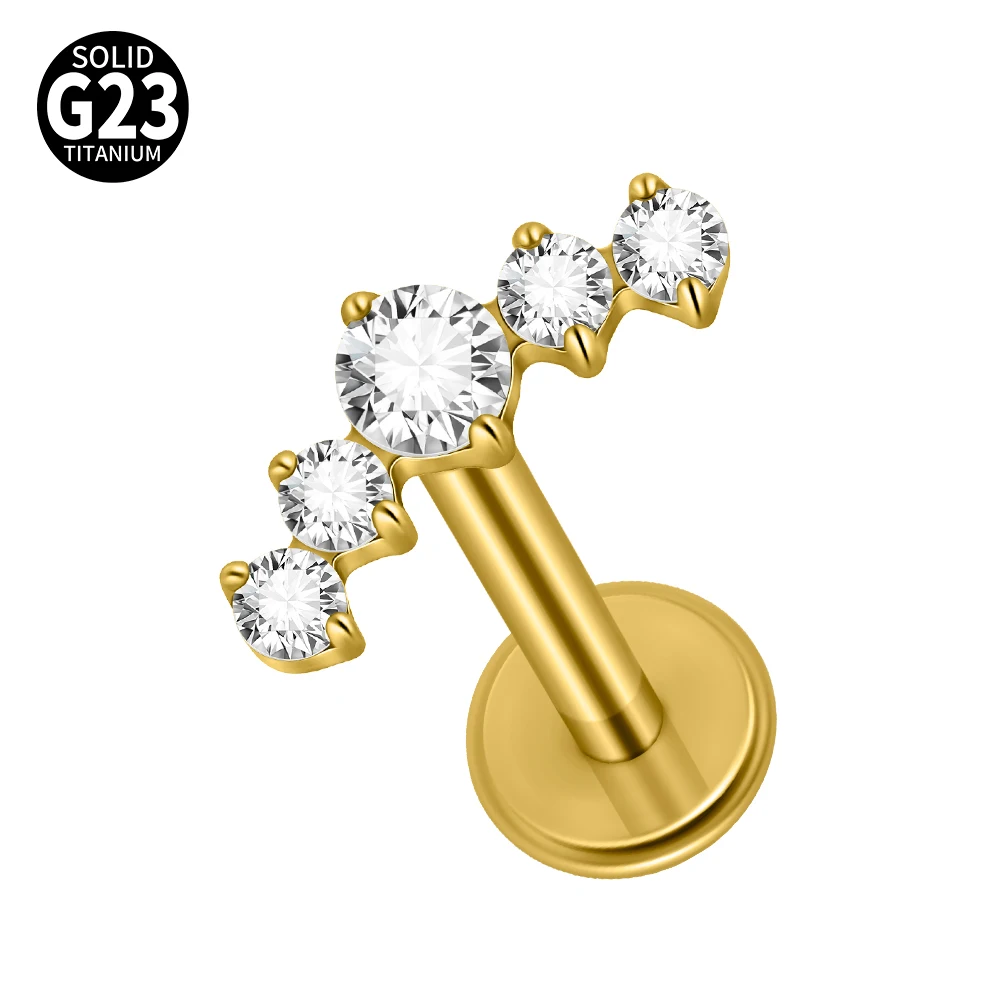 G23 Titanium Clear CZ Gem Labret & Lip Stud