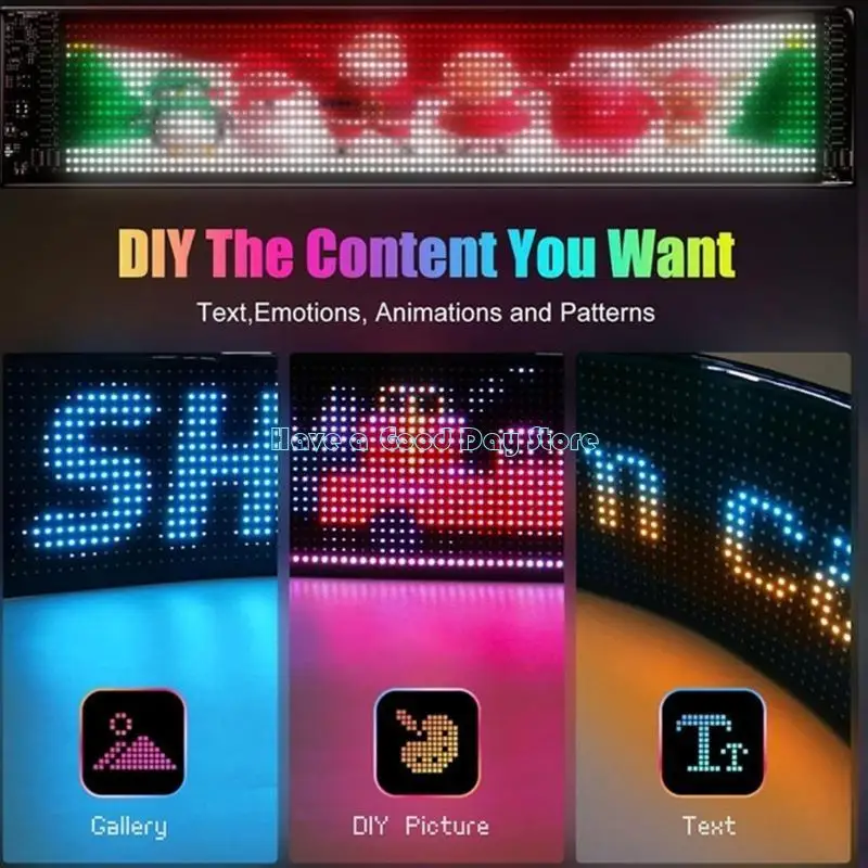 462D Flexible LED Advertising Display Bluetooth-compatible APP Control High Brightness Vehicle Mounted Curved Screen