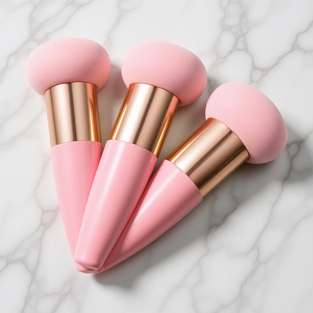 Esponja de maquiagem com cabeça de cogumelo, aplicador de mistura macia para base em pó, blush, ferramenta facial, silicone reutilizável, 3 peças