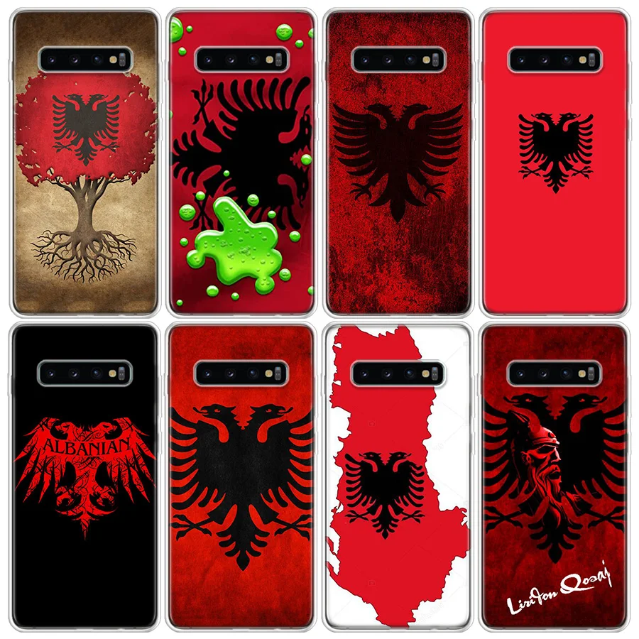 Albania Flag Eagle Phone Case For Galaxy Samsung A02S A03S A04S A05S S8 A15 A25 A35 A55 A9 A8 A7 A6 J8 J6 J4 Plus S7 S10 Lite 20