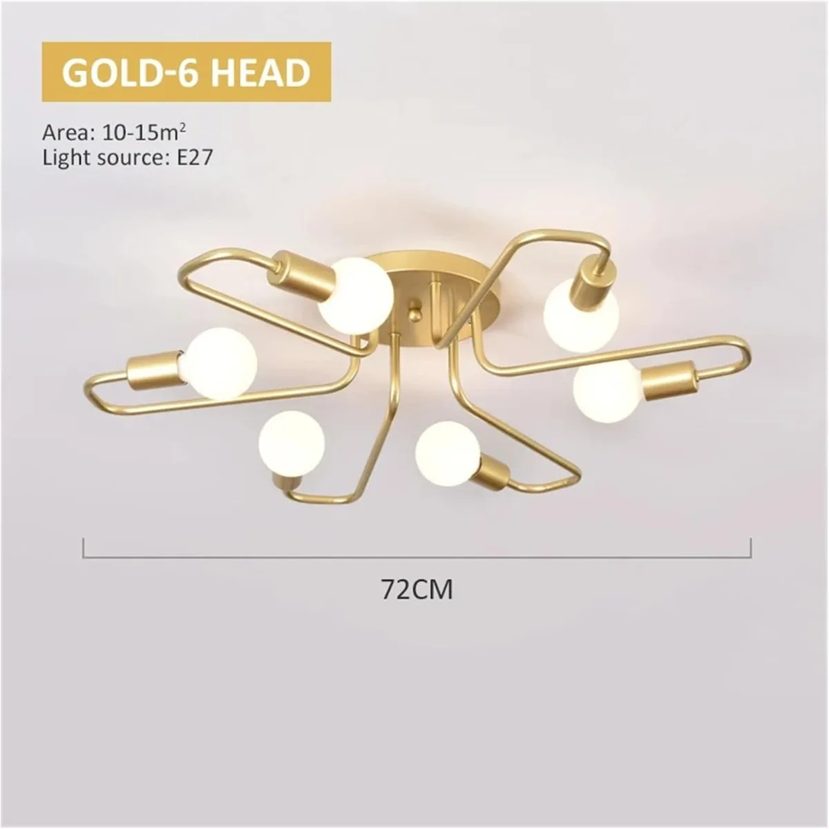 JOYINLED Gold 6-Head E27 Modern LED Ceiling Chandelier, Multi-Head Chandelier Hanging Lamp for Dining Room Living Rooms Bedroom