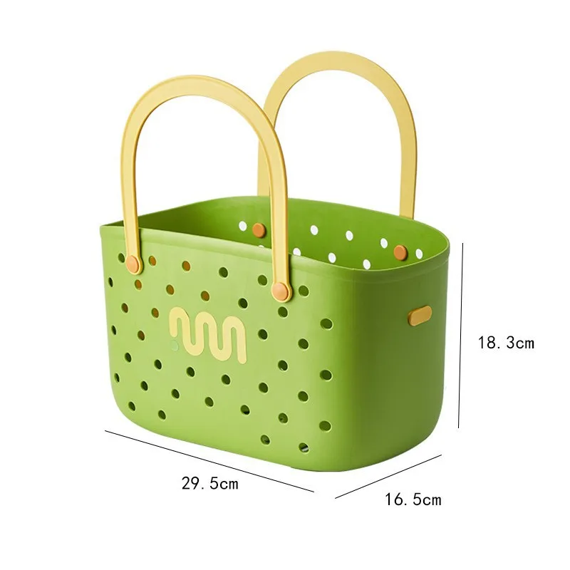 Dopamine-contrast Color Portable Bath Basket Can Be Leachable Shopping Basket Bathroom Household Items Storage Basket Bath House
