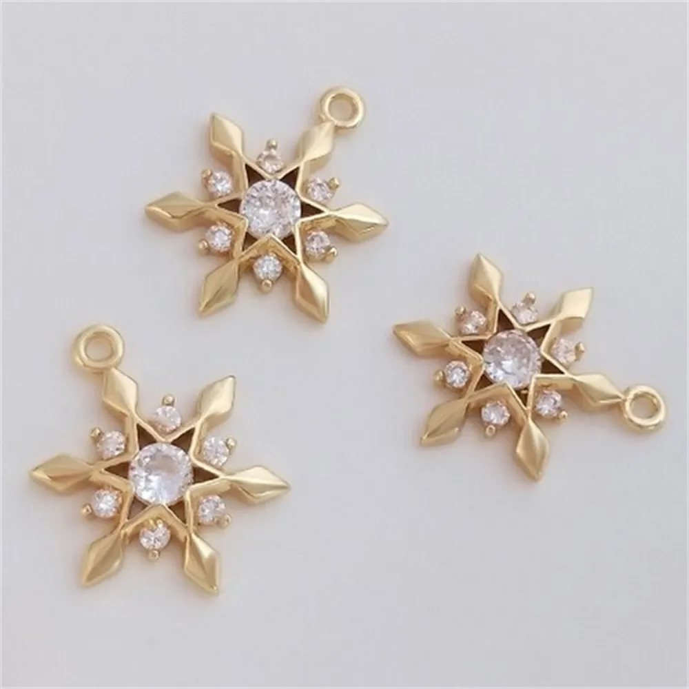 

14K Gold-coated Classic Zircon Six-pointed Star Snowflake Pendant Diy Handmade Jewelry Necklace Charm Pendant K291