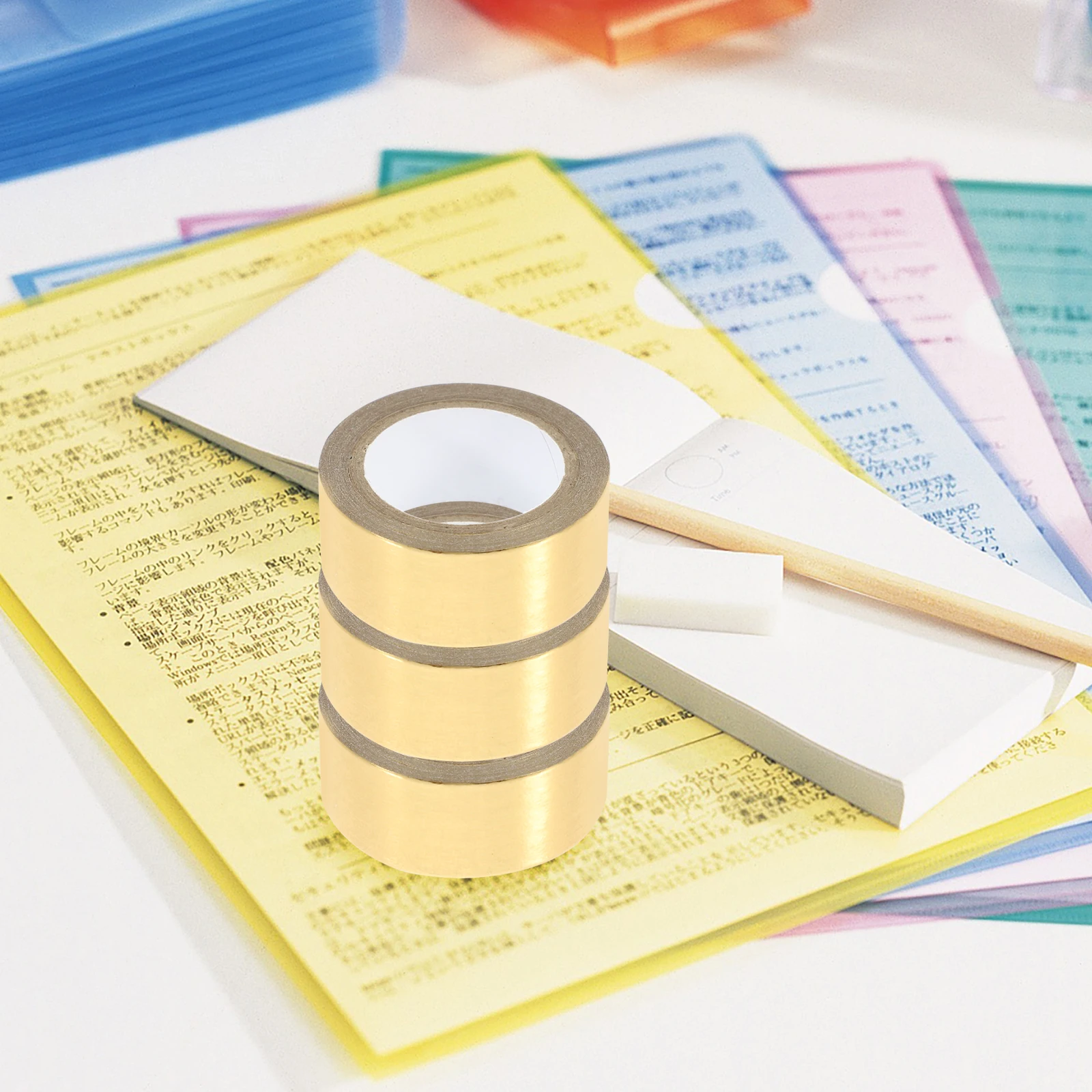 

3 Rolls Single Color Hot Stamping Washi Tape Golden DIY Craft Aesthetic Stationery Decorative Thin Adhesive Paper for Scrapbook