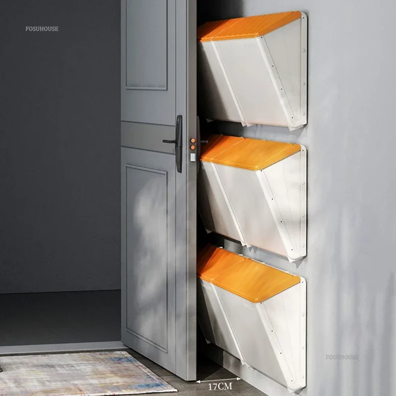 #Modern Plastic Shoe Cabinets Home Entrance Wall-mounted Shoe Storage Cabinet Space-saving Slipper