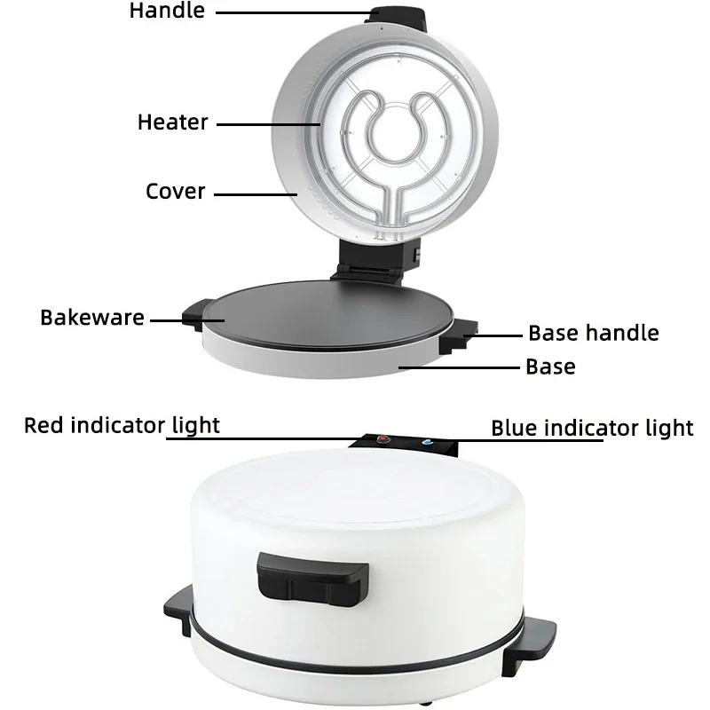 Teglia elettrica per pizza da 2200 W Teglia elettrica portatile da 12 pollici da appoggio per pizza Macchina per bistecche Tostapane Piastra per pizza